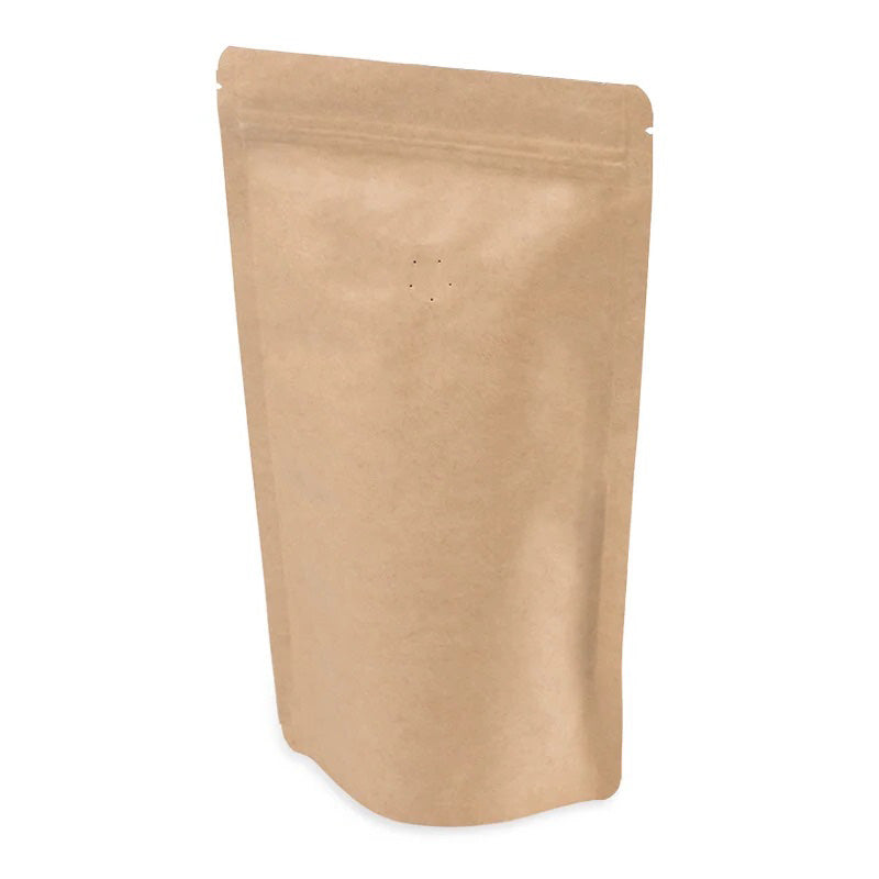 Кафяв крафт дойпак плик с цип, алуминиев интериор и клапа