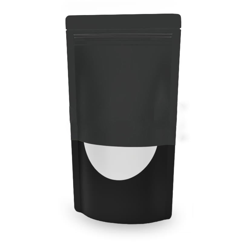 Дойпак плик с прозорец и цип, антрацит/ черен, 100% рециклируем