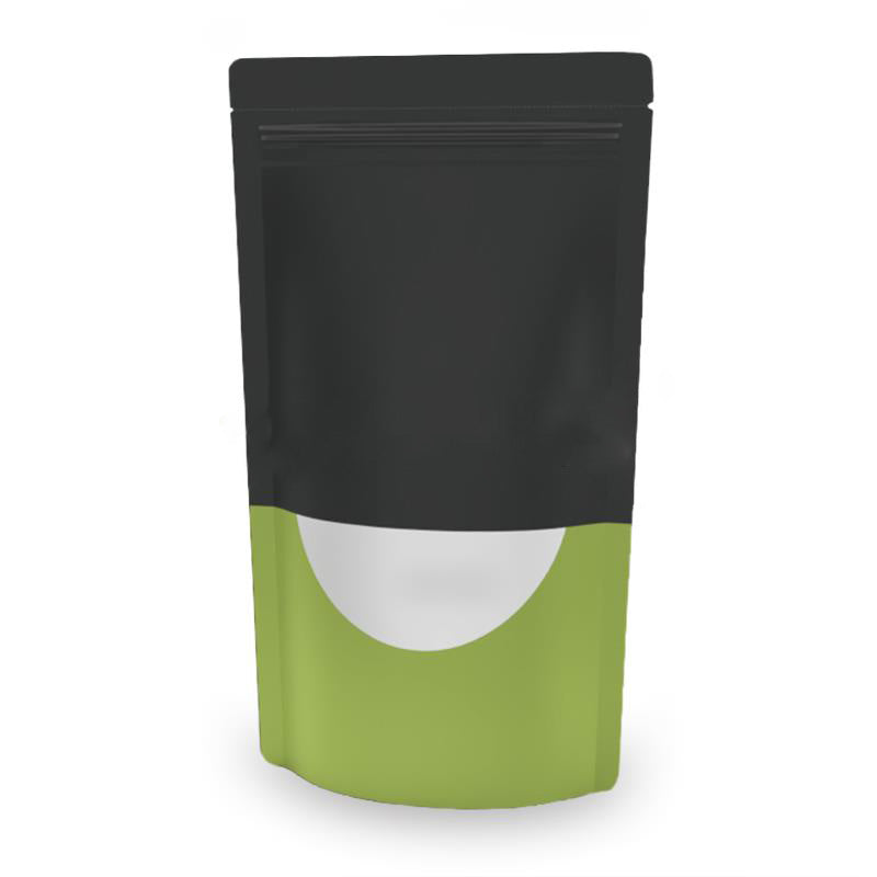 Дойпак плик с прозорец и цип, антрацит/ зелен, 100% рециклируем