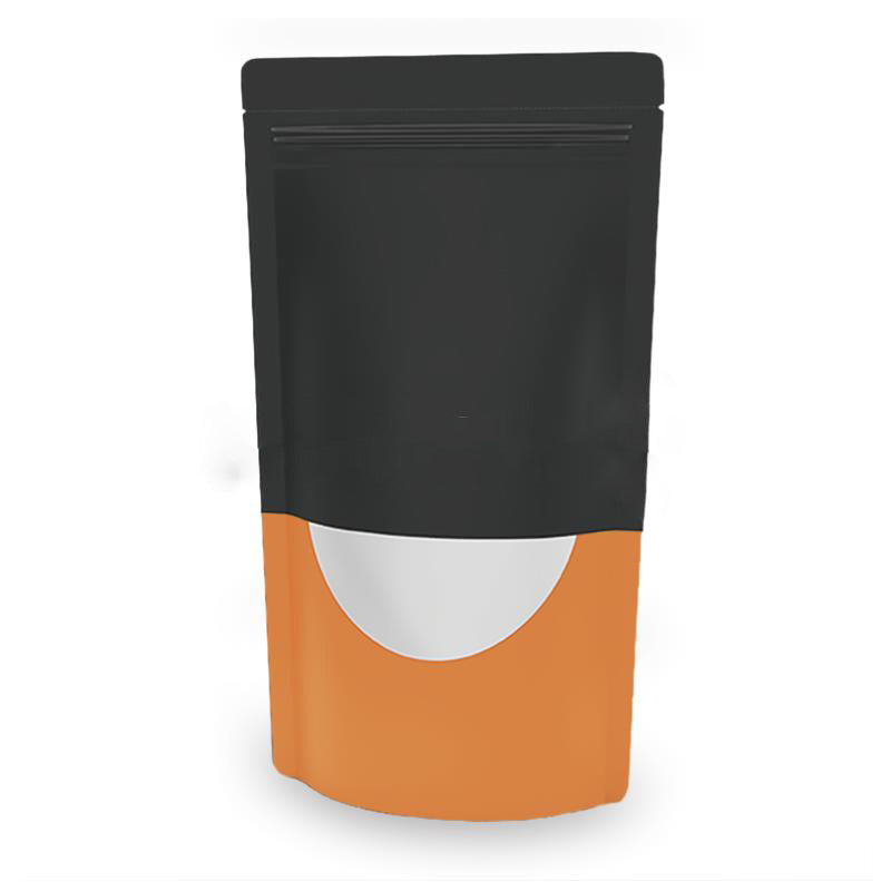 Дойпак плик с прозорец и цип, антрацит/ оранжев, 100% рециклируем