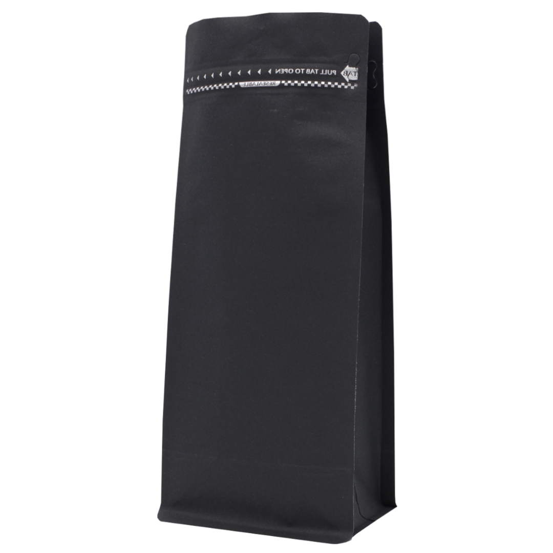 Черен крафт плик с плоско дъно и цип, екологичен